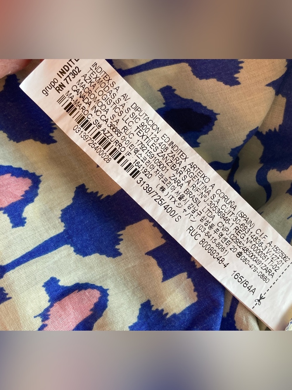 Graphic 100% Cotton Blue & Pink Patterned Puff-Sleeve Maxi Dress | Zara - Picture 11 of 15